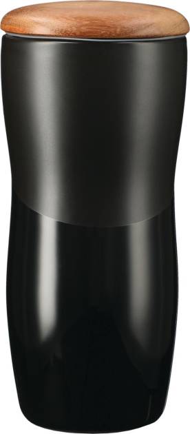 Reno Double Wall Ceramic Tumbler w/Wood Lid 10oz