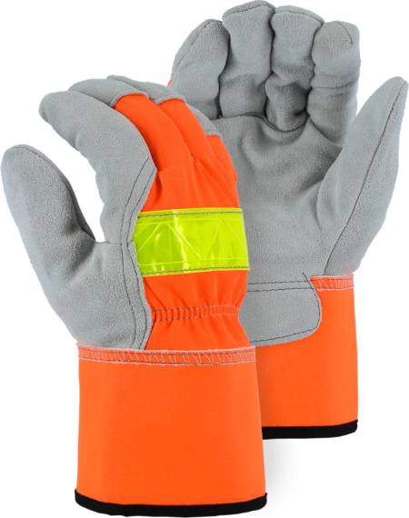 Sportex Winter Lined Cowhide Leather Palm Glove with Hi-Viz