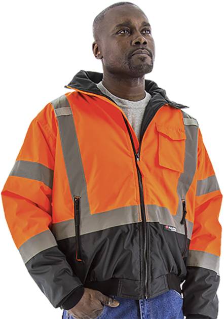 Sportex Hi-Viz Waterproof Jacket with Quilted Liner, ANSI 3, Orange/Black