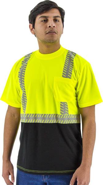Sportex Hi-Viz Shirt with Reflective Chainsaw Striping, ANSI 2, Yellow/Black