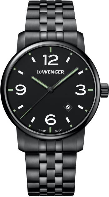 Victorinox Urban Metropolitan - Black Dial with Green hands, PVD Case, Black Stainless Steel Bracelet